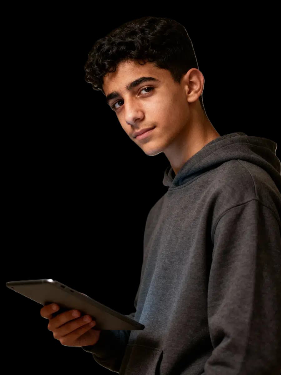 Student practicing MCQs on a tablet